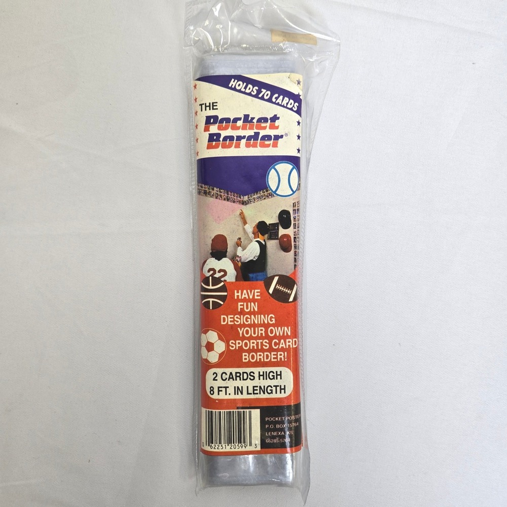 Pocket Poster Pocket Border, 2 Cards High, 8 Ft Long, Holds 70 Cards, Vtg New